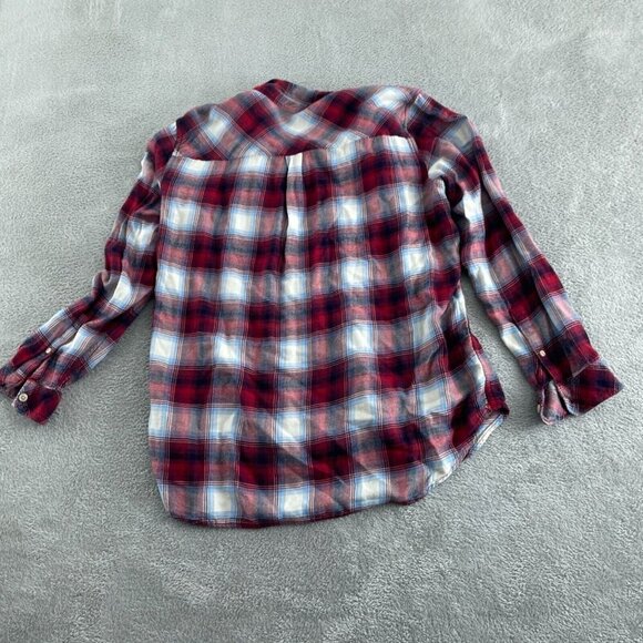 Gap + Pendleton Womens Long Sleeve Plaid Button-Up Shirt Red & Blue Rayon L 1420 - Picture 2 of 8